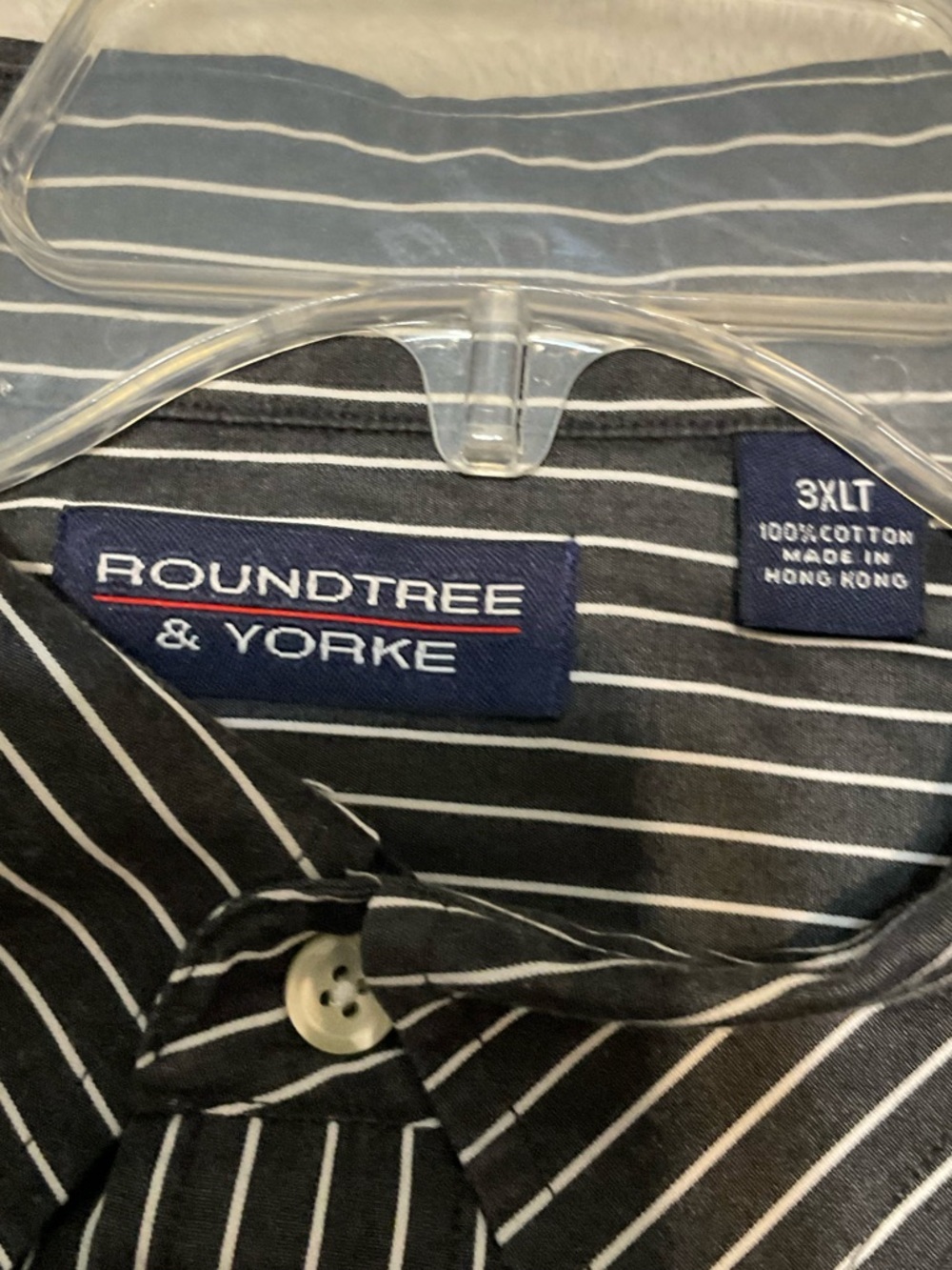 Roundtree & Yorke Black and White Pinstripe Button-Down Shirt - Picture 3 of 5